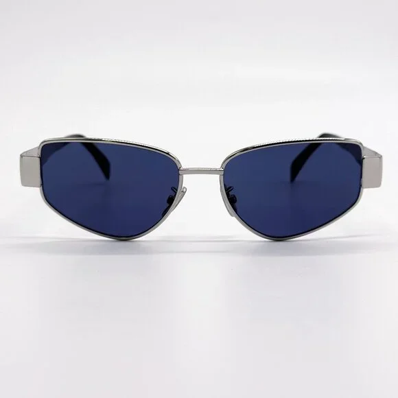 NEW CELINE CL40293U 16V SILVER BLUE WOMEN SUNGLASSES CELINE CELINE Triomphe CL40293U women Silver Cat Eye Sunglasses  main image 4